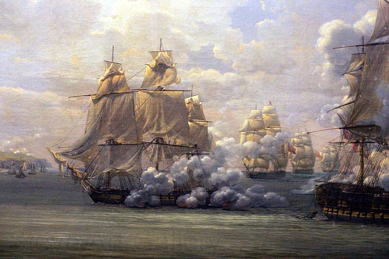 Louis-Philippe Crepin Fight of the Poursuivante against the British ship Hercules Spain oil painting art